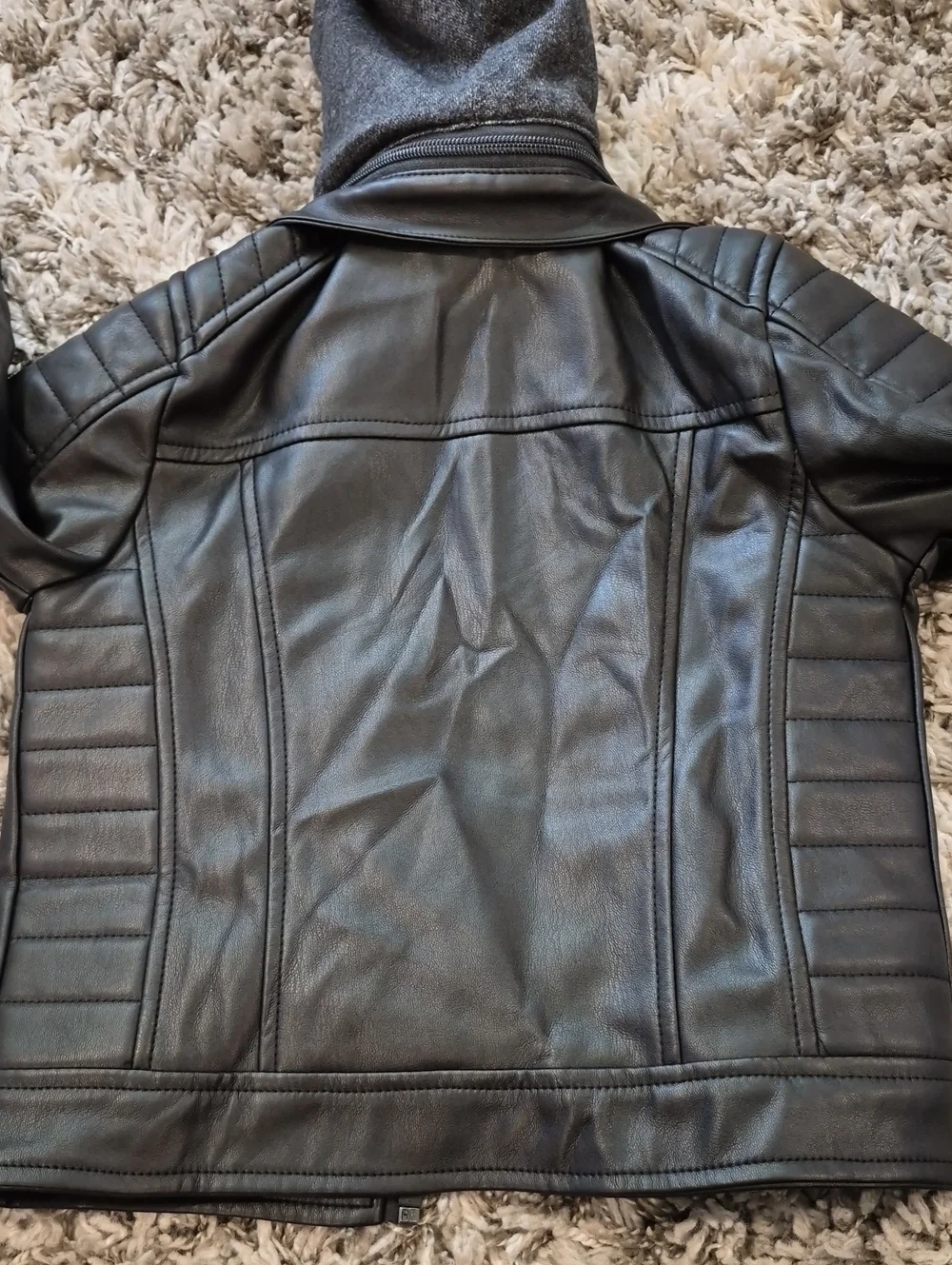 Guess Faux Leather Hooded Moto Jacket